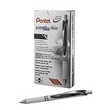 Pentel EnerGel RTX Pearl Retractable Liquid Gel Pen, (0.7mm) Medium Line, Needle Tip, Black Ink, 12 pack (BLN77PW-A)