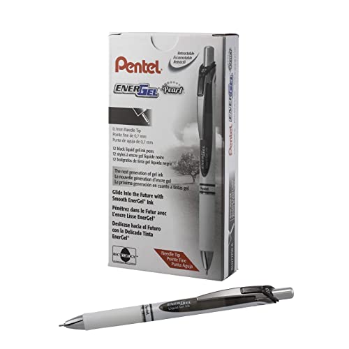 Pentel EnerGel Pearl Gel Pens, Black Ink, Dozen