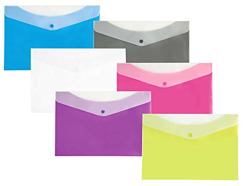 Green Oath 2 Pocket Envelope, 2 Tone, Side-Load, Letter Size, Snap Button Closure, Set of 12 in 6 Assorted Colors, 2 Each of Blue, Hot Pink, Snow, Purple, Green, Graphite (50248-1577)