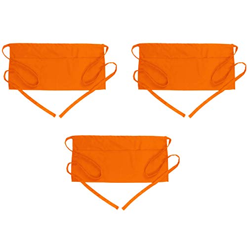 Image of BOHARERS Waist Apron with 3 Pockets 3 Pack - Orange Waitress Server Short Apron