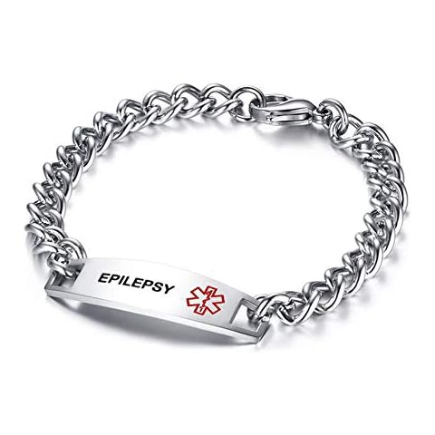 HoBST Epilepsy Medical Alert Bracelet Sport Emergency Bangle Wristbands for Men Cover