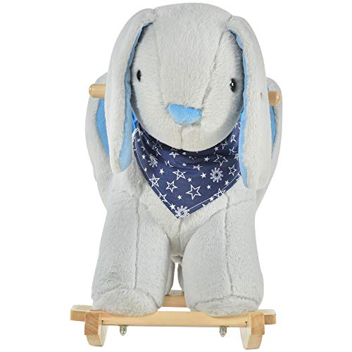 Qaba Kids Ride-On Rocking Horse Toy Bunny Rocker With Fun Play Music & Soft Plush Fabric For Children 18-36 Months #TOP7