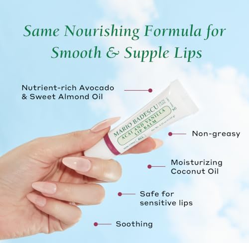 Image of Mario Badescu Moisturizing Lip Balm for Dry Cracked Lips, Infused with Coconut Oil and Shea Butter, Ultra-Nourishing Lip Care Moisturizer for Soft, Smooth and Supple Lips