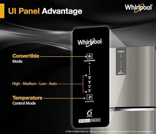 Image of Whirlpool 235 L 3 Star Convertible Frost Free inverter Double Door Refrigerator (IF INV 278 RADIANT STEEL(3S) CONV-TL)