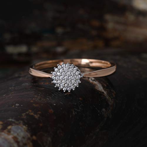 DZON 10k Gold 1/10CT TDW Round Diamond Cluster Promise Ring Love Gift for Women (I-J,I2)3