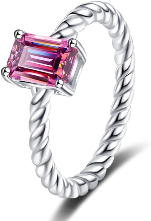 Fashion 1ct 5x7MM Rectangle Moissanite Vine Ring for Women Laboratory Diamonds S925 Silver Promise Ring Gift Replacement Jewelry