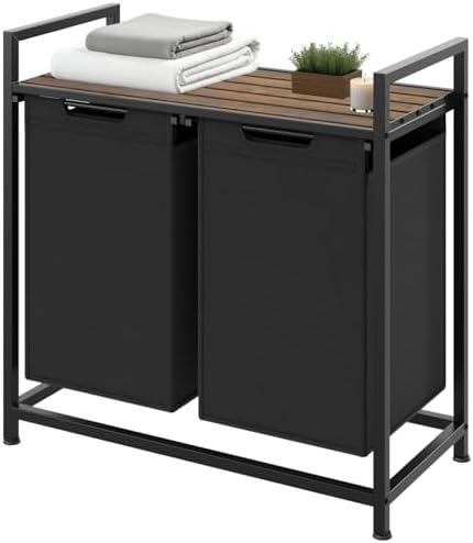tectake® Cesto Ropa Sucia, Diseño Industrial Rústico, 3 Compartim...