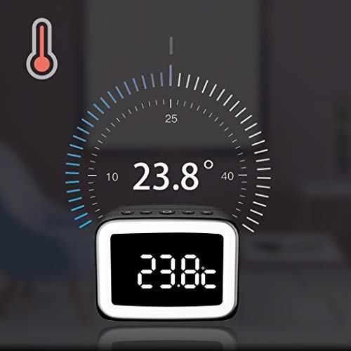 Baoblaze Espelho Display LED Luz Despertador Bluetooth 5.0 - Preto