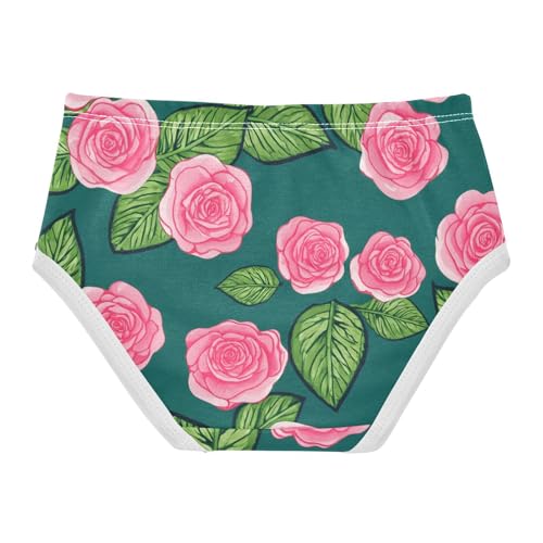 Cotton Toddler Girls Underwear Floral Pink Roses Green Teal Panties Little Girl Fancy Briefs Underpants 2t2