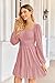 Imily Bela Damen Kleider Square Neck Partykleid Mesh Minikleid High Waist Falten Langarmkleid Hochzeitsgast mit Rüschen(Rosa, S)