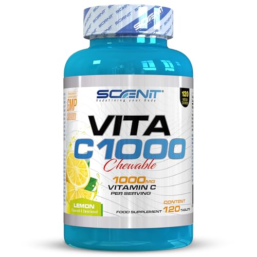 Vitamina C 1000 mg – Vitamina C masticable 1000 mg con sabor a limón - Vitamina C Pura - Ayuda a disminuir el cansancio y la fatiga - Antioxidantes para el cansancio, la fatiga y el sistema inmune