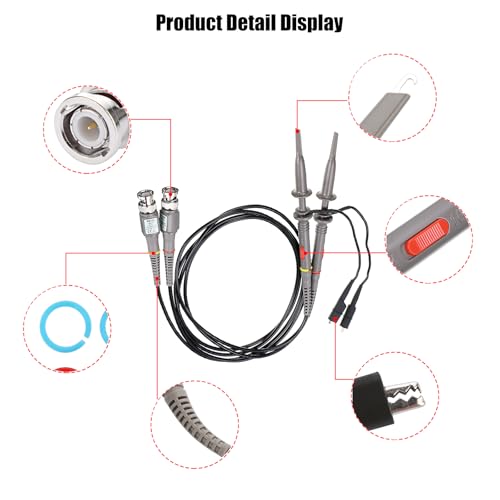 Image of Sumnacon 4Pcs 100 MHz 300V DC High Sensitivity Oscilloscope Clip Probe 10:1 and 1:1 Switchable with Mini Alligator Clip and Ground Lead