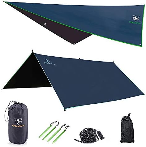 Hammock Rain Fly - Waterproof Tent Tarp Camping Backpacking Survival Shelter by Premium Lightweight Ripstop Fabric, Fast Set Up, Stakes and Ropes Included for Hiking, Travel (Rectangular Section)