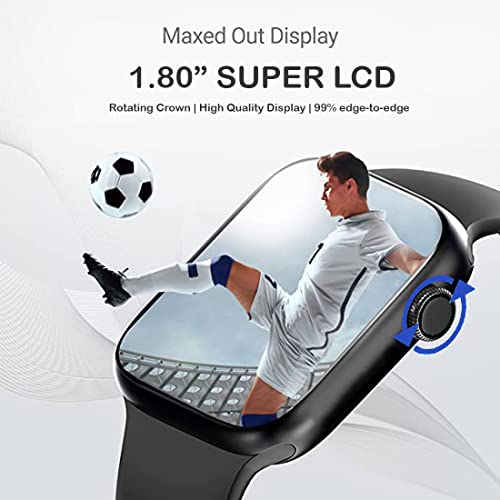 Image of Vortex Bluetooth Calling Smartwatch with Stylish 1.80 inch Curved IPS Display, Working Crown, Heart & Spo2 Monitoring, 100+ Watch Faces, Activity Tracking for Men & Women - Jet Black