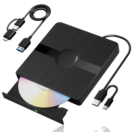 External Blu Ray Drive, USB 3.0 and Type-C Blu Ray Drive with Extension Data Cable, Portable Blu Ray DVD/CD/BD Player, 3D Optical Bluray Drive Compatible With Window Macos for Macbook Laptop Desktop