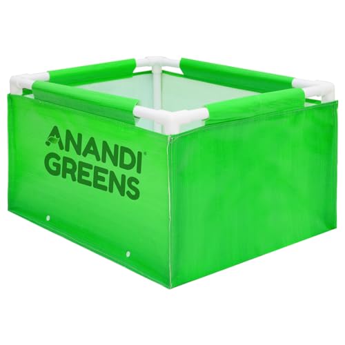 Image of Anandi Green's HDPE UV Protected 360 GSM Green Color Rectangular Plants Grow Bags Suitable for VegetableTerrace Gardening with PVC Pipe Support Pack of 1(2x1.5x1 FIT)