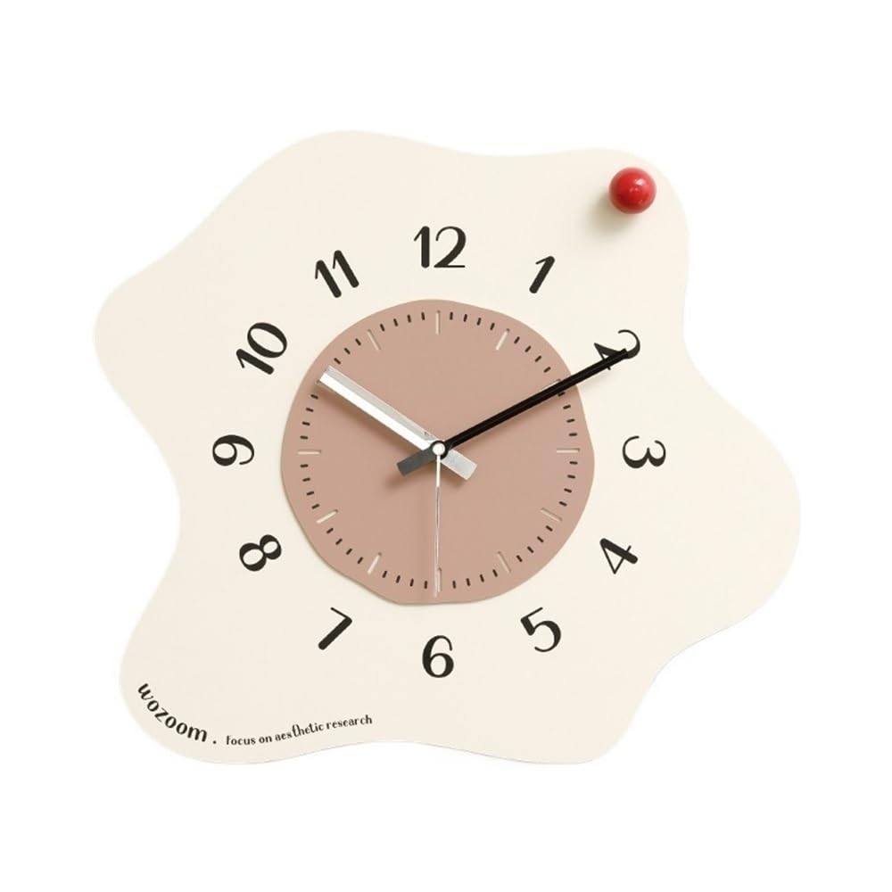 Horloge murale silencieuse pour chambre en bois beige sans bruit