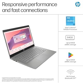 HP Chromebook 14" | Intel Celeron | 4 GB RAM | Intel UHD Graphics | HD Display | Chrome OS | Dual Speakers | Anti-glare panel True Vision HD Camera | 14a-ne1000sa