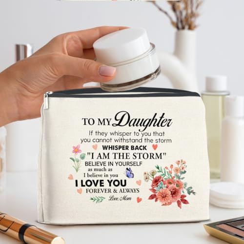 YeleY-Daughter-From-Mom-Meaningful-Gift-for-Daughter-Daughter-for-Birthday-Christmas-Graduation-to-My-Daughter-Makeup-Bag-Cosmetic-Bag-Makeup-Zipper-Pouch