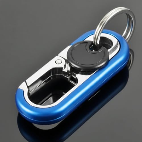 Image of THE MEN THING - Stylish Multicolor Stainless Steel Keychain for Men & Boys (BLAZE CLIP BLACK - Blue)