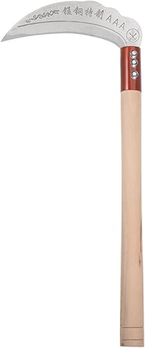 HARFINGTON Hoz de limpieza de cepillo de 6 pulgadas con hoja de acero resistente al desgaste y mango de madera, cuchillo machete Billhook para