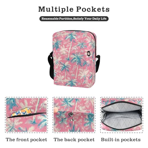 KLL Palm Tree White Peach Watercolor men's messenger bag Vegan Leather cross body bag for woman Shopping Woman Shoulder Handbags2