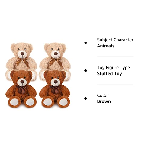 Civaner 4 Pack 14 Inches Bear Plush Stuffed Animals Cute Soft Bears Bulk For Girls Boys Girlfriend (Light Brown, Dark Brown, Cute Style) #TOP7