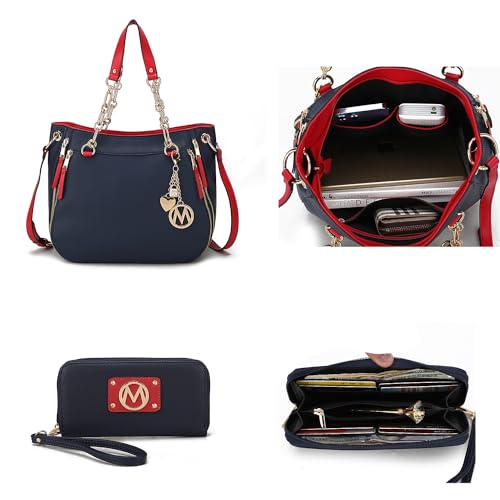 Bolso Tote para mujer con monedero de cuero vegano miniatura 6