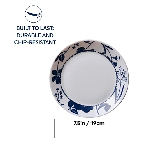 Corelle Everyday Expressions 7.5" 4-Pc Salad Plates Set, Service for 4, High-Edged Salad Plates Glass Lunch Plate Set, Microwave and Dishwasher Safe, Azure Medallion - Image 5