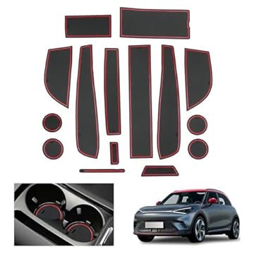 GAFAT Compatible with Mercedes Benz Smart #1 EV Electric 2023 2024 Non-Slip Mats, Smart 1 Rubber Mats, Centre Console Mats, Storage Box Mats, Door Seam Mats (Red)