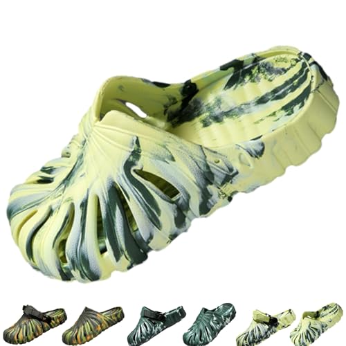 Image of Monstera Slippers, Variegated Monstera Shoes, Non-Slip Soft Lightweight Bathroom Slides Unisex