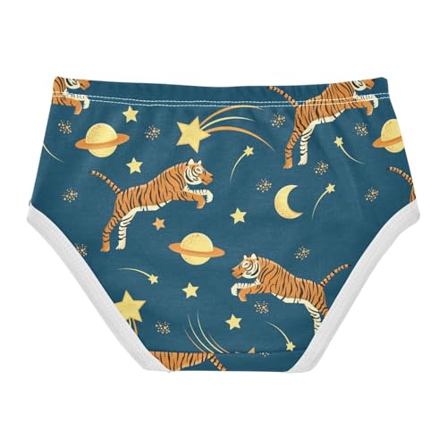 Wusikd Tigers Night Sky Stars Girls' Underwear Cotton Comets Planets Girls Briefs Soft Toddler Underwear 5T2