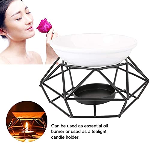 Brûleur à L'huile Aromatique, Brûleur à Huile Brule Parfum Bruleur Bougie Odeur Retrait Déshumidification, Décoration De Bureau à Domicile De Bougeoir à Huile Essentielle En Céramique Géométrique - Image 4