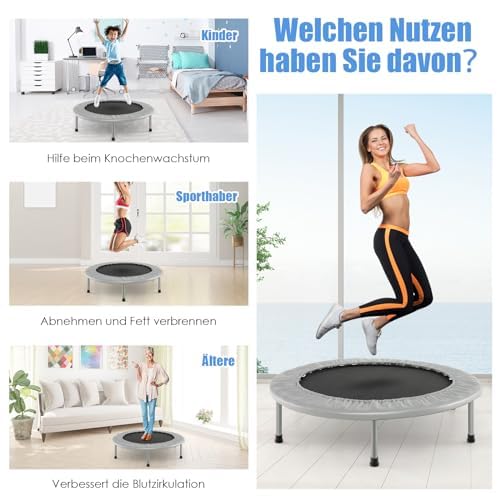 FANTASK φ97 cm, mini trampolino da fitness, pieghevole, portata fino a 150 kg