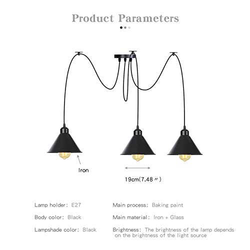 Lámpara de techo de metal ajustable con cables de 2 metros para iluminación de comedores 5