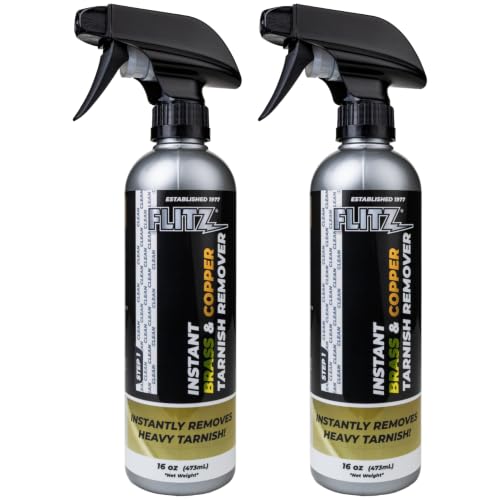 Flitz Instant Brass and Copper Tarnish Remover - 16oz Bottle of USA-Made Organic Rust Remover Spray (No-Rub) - Removes Stains & Oxidation from Glass & Aluminum - Brass Cleaners That Work (2 Pack)