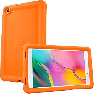 TECHGEAR Bumper Case fits New Samsung Galaxy Tab A 8.0" 2019 (SM-T290 / SM-T295) Rugged Shockproof Soft Silicone Protective Easy Grip Anti-Slip Case with Screen Film, Kids Proof Case [ORANGE]