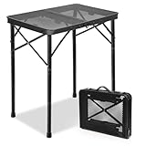 E EASTSTORM Small Folding Grill Table 3 Heights, Easy for Storage, Compact and Portable Picnic Table for Outdoor Camping, Garden, Patio, Dining, BBQ, Party, Market, 2Ft (Small, Black)