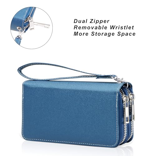 Image of Cellphone Wallet for Women Dual Zipper Long Purse with Removable Wristlet