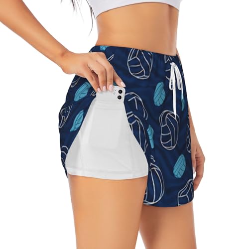 Short de yoga avec doublure intégrée imprimé volley bleu pour bouger sans gêne