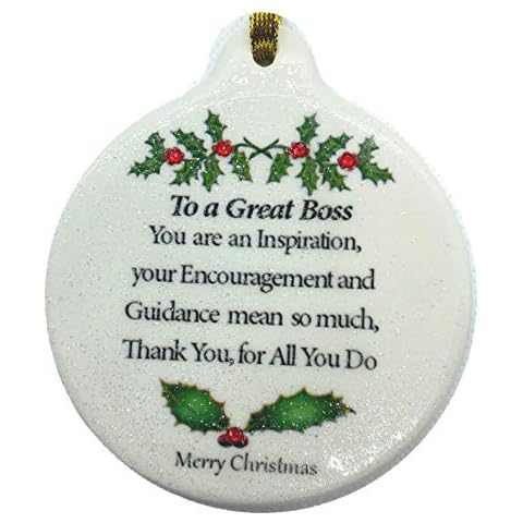 Laurie G Creations Great Boss Porcelain Ornament Boxed Rhinestone Success Respect Thank You, White Cover