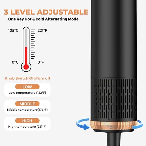Image of Blow Dryer Brush 5 in 1 Set,Negative Ion Air Curling Wrap Air Curler, Hot Air Styler Round Brush Blow Dryer Curling Iron Hair Styling Tools Gift for Dry,Volumize, Straight,Curl,100-120V