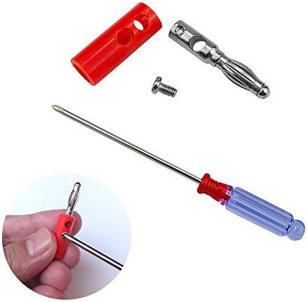 QitinDasen 40Pcs Premium 4mm Banana Plug, Nickel Plating Banana Plug Connector, for Speaker, Audio/Video Receiver, Amplifiers and Sound Systems (Red & Black)