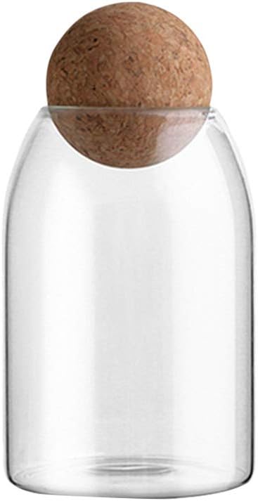 BESTONZON Glass Jar with Airtight Seal Wood Lid Ball 800ML Clear Candy Jar Mason Jars Food Storage Canister for Serving Tea Coffee Spice Sugar Salt Size M