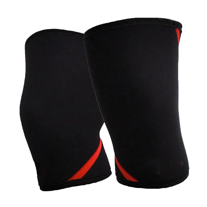 loveslf 1 Pair Squat 7mm Knee Sleeves Pad Support Men Women Gym Sports Compression Neoprene Knee Protector For CrossFit Weightlifting (Red,XL)