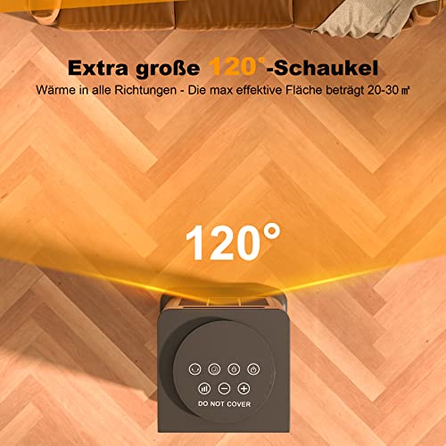 Wilktop Keramische ventilatorkachel, 2000 W, stil, met afstandsbediening, reiniging van negatieve ionen voor badkamer, 1-12 uur timer voor 30 m² binnenruimtes, 3-traps, 120 graden oscillatie - Afbeelding 6