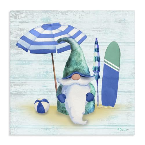 Coastal Seaside Garden Gnome, 17 x 17 Inch Canvas Wall Art