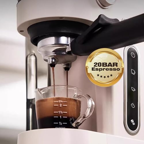 Gecheer Espressomaschine H14A, 20 Bar, 15 Mahlgradeinstellungen, Vorbrühfunktion, Temperaturregelung, Tassenkapazitätseinstellung, mit Dampfdüse