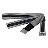 Ju-Sports BJJ Kindergürtel - grau mit schwarzem Streifen, Baumwolle 4cm breit I BJJ Gürtel mit schwarzem Abschnitt für Zwischenstufen I Mehrfach gesteppt I 260 cm