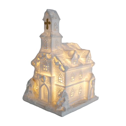 One Holiday Way 8.25-Inch LED Lighted White Resin Snowy Christmas